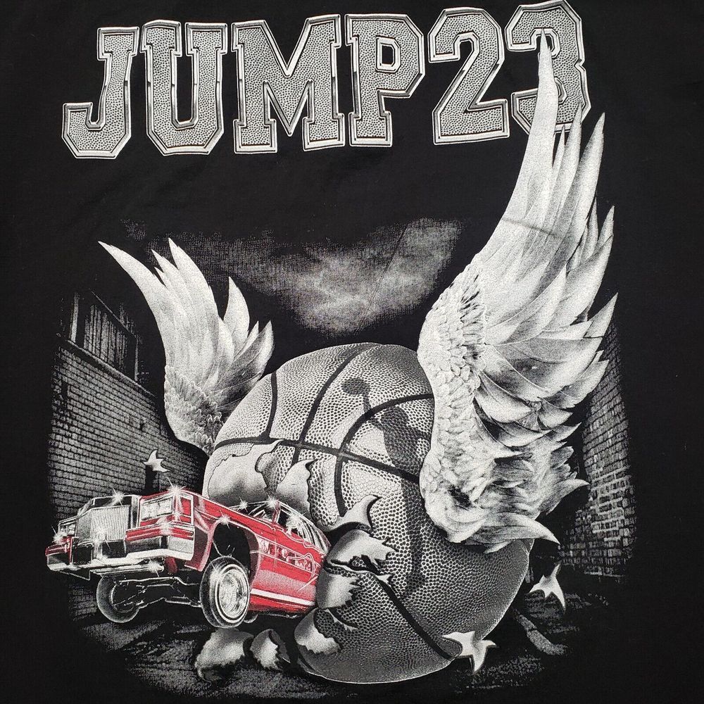 Vintage Jump 23 Shirt Mens 2XL Black Short Sleeve Pro Tag Tee Made In USA‎